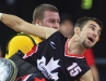 Patrice Simard takes hold of the ball in wheelchair rugby