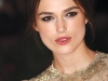 Actress Keira Knightly makes a makeup statement with bold eyebrows and vibrant lips