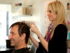 Supporters from The Teresa Group get styled by Steve Roy, Mane Event founder; Heidi Hurtarte, co-owner of Lift Salon & Spa; Stracey Burtch, co-owner, Lift Salon & Spa; and April Maloney of April Maloney Salon.